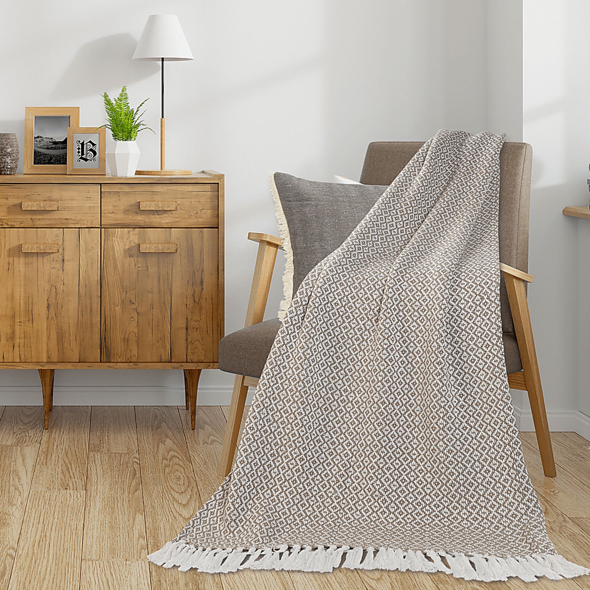 Allerbel Tan Throw Blanket - Image 2
