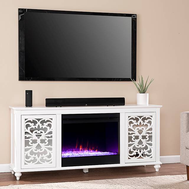 Allgehenny I White 58 in. Console, With Color Changing Electric Fireplace - Thumbnail - Image 3