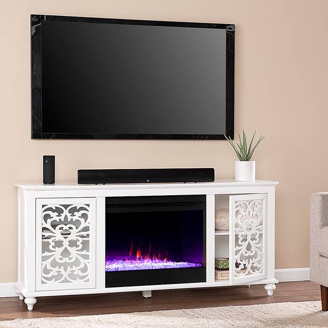 Allgehenny I White 58 in. Console, With Color Changing Electric Fireplace - Thumbnail - Image 4