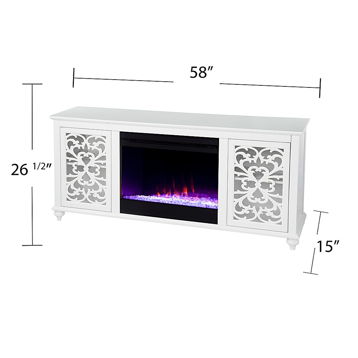 Allgehenny I White Colors,White Tv Console With Electric Fireplace ...