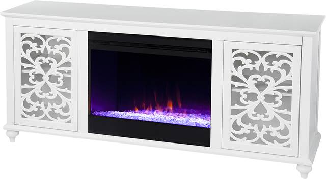 Allgehenny I White 58 in. Console, With Color Changing Electric Fireplace - Thumbnail - Image 1