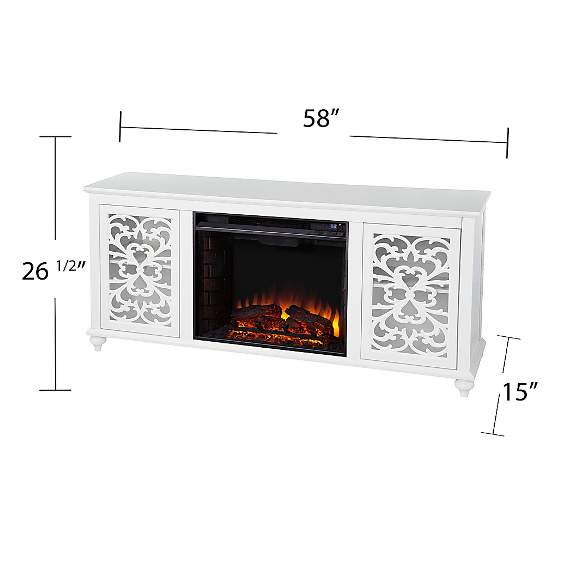 Allgehenny II White 58 in. Console With Electric Log Fireplace - Image 7