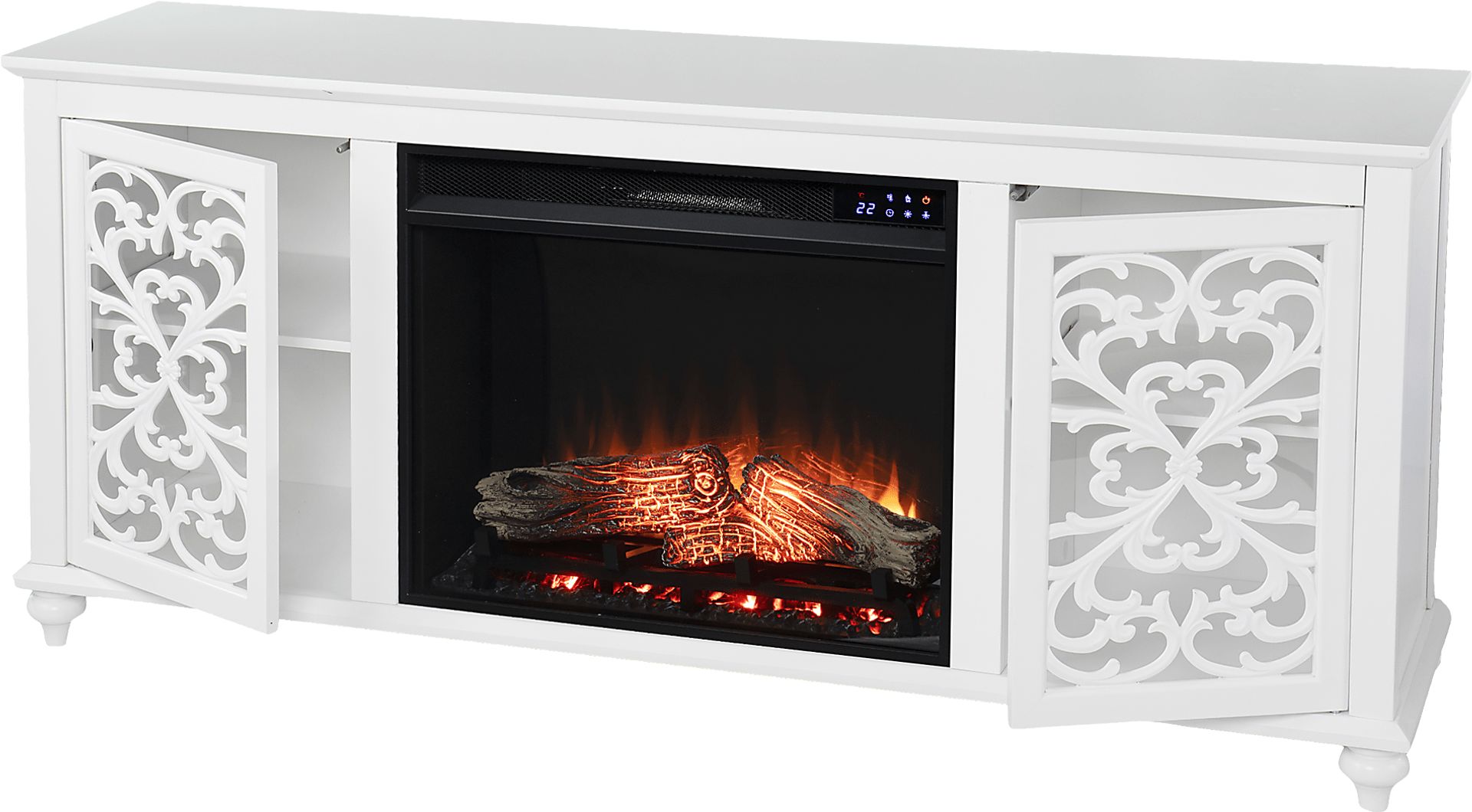 Allgehenny IV White 58 in. Console, With Touch Panel Electric Fireplace - Image 2