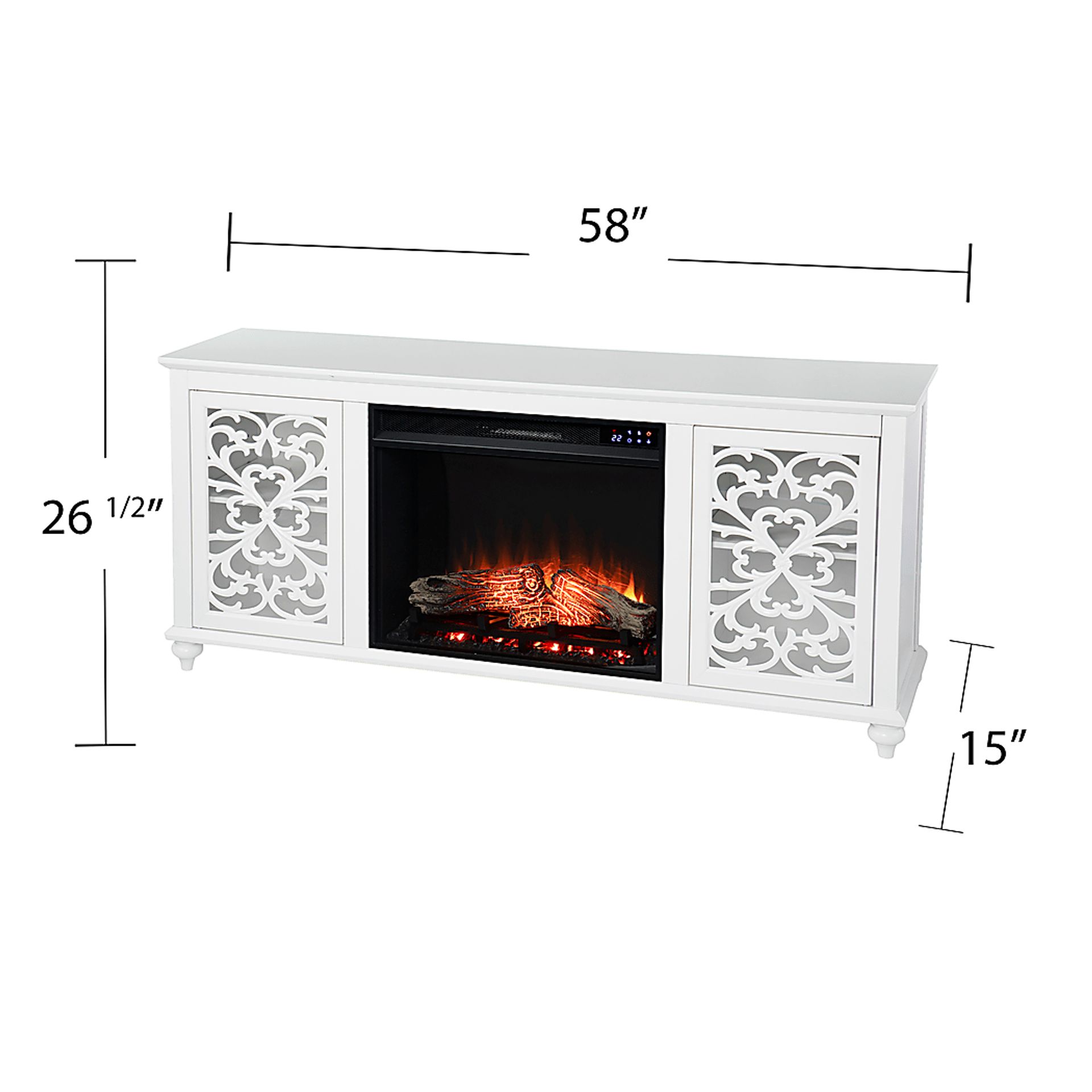 Allgehenny IV White 58 in. Console, With Touch Panel Electric Fireplace - Image 6