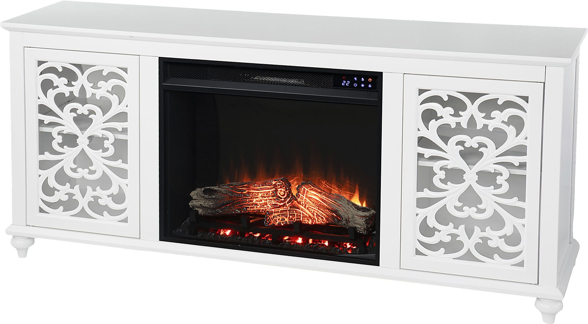 Allgehenny IV White 58 in. Console, With Touch Panel Electric Fireplace - Image 1