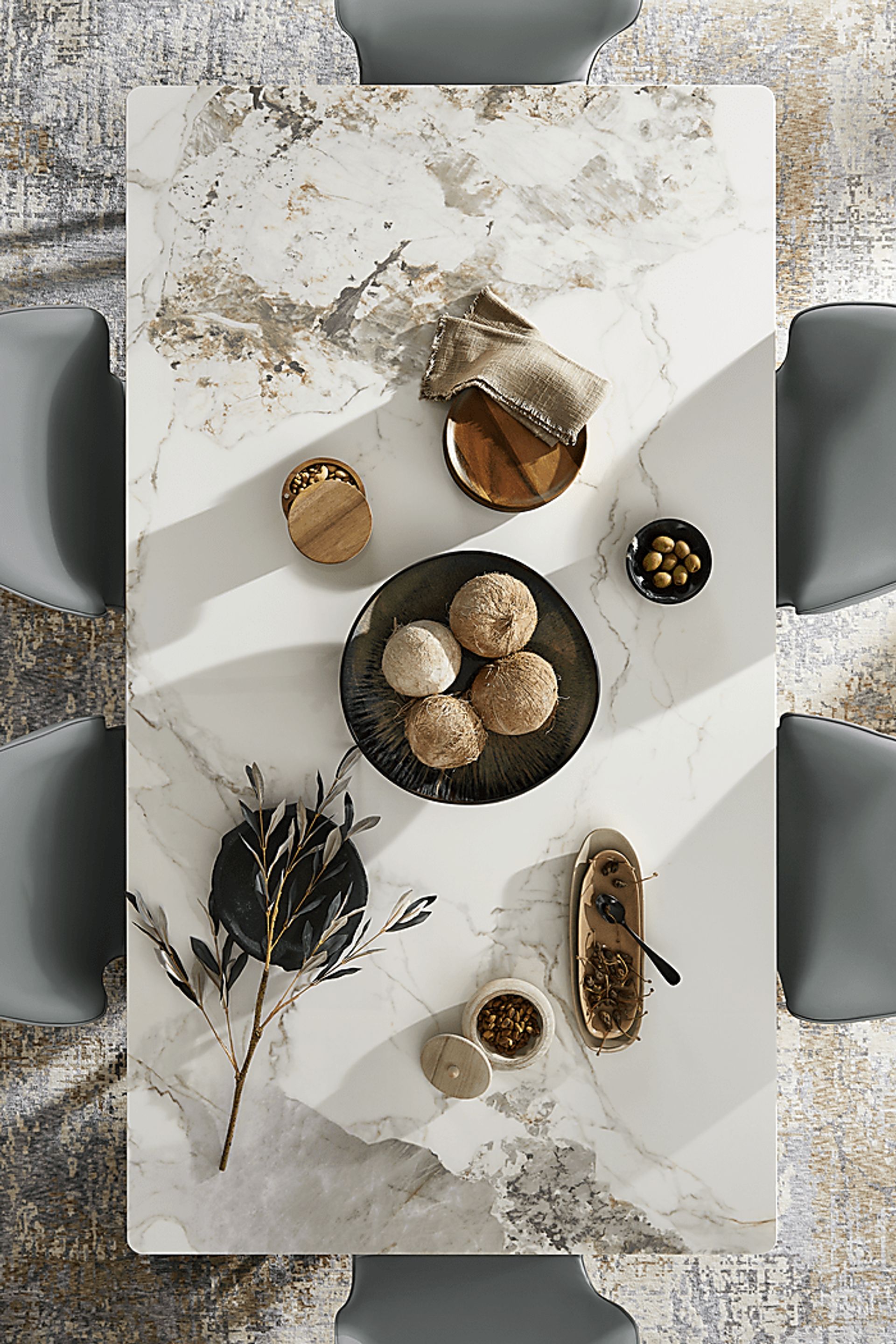 Allici White 5 Pc Dining Room with Charcoal Upholstered Chairs - Image 3