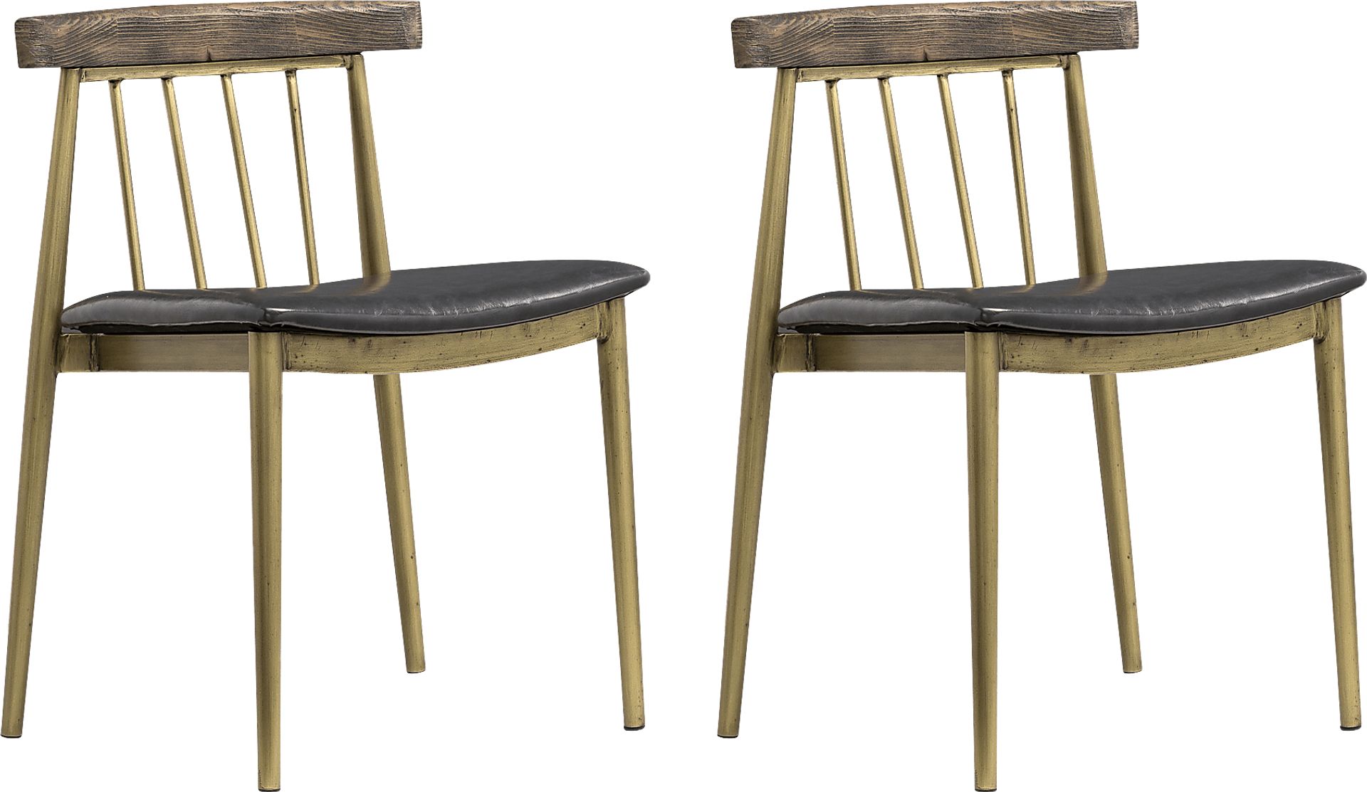 Allie Lane Brass Side Chair, Set of 2 - Image 1