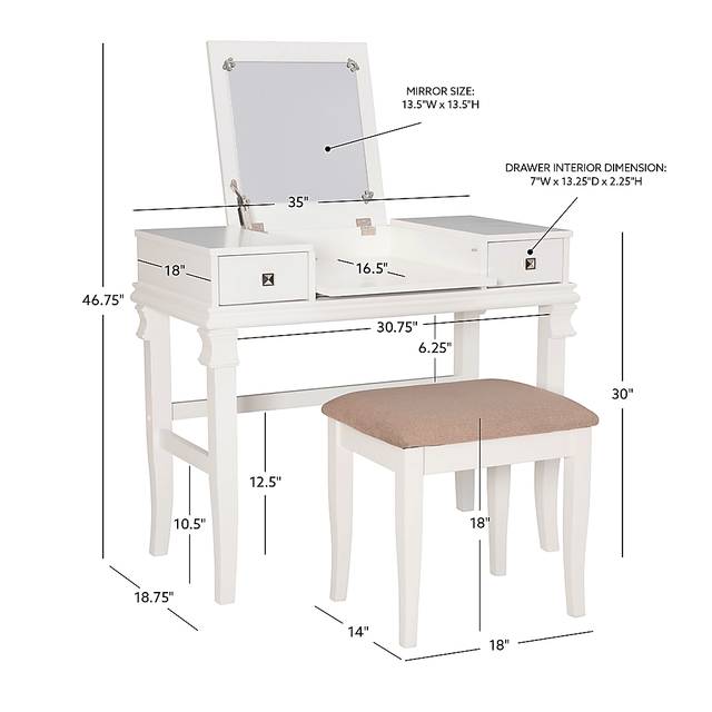 Alline White Vanity Set - Thumbnail - Image 16
