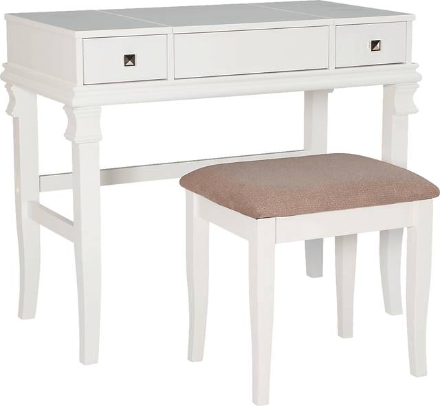 Alline White Vanity Set - Thumbnail - Image 1