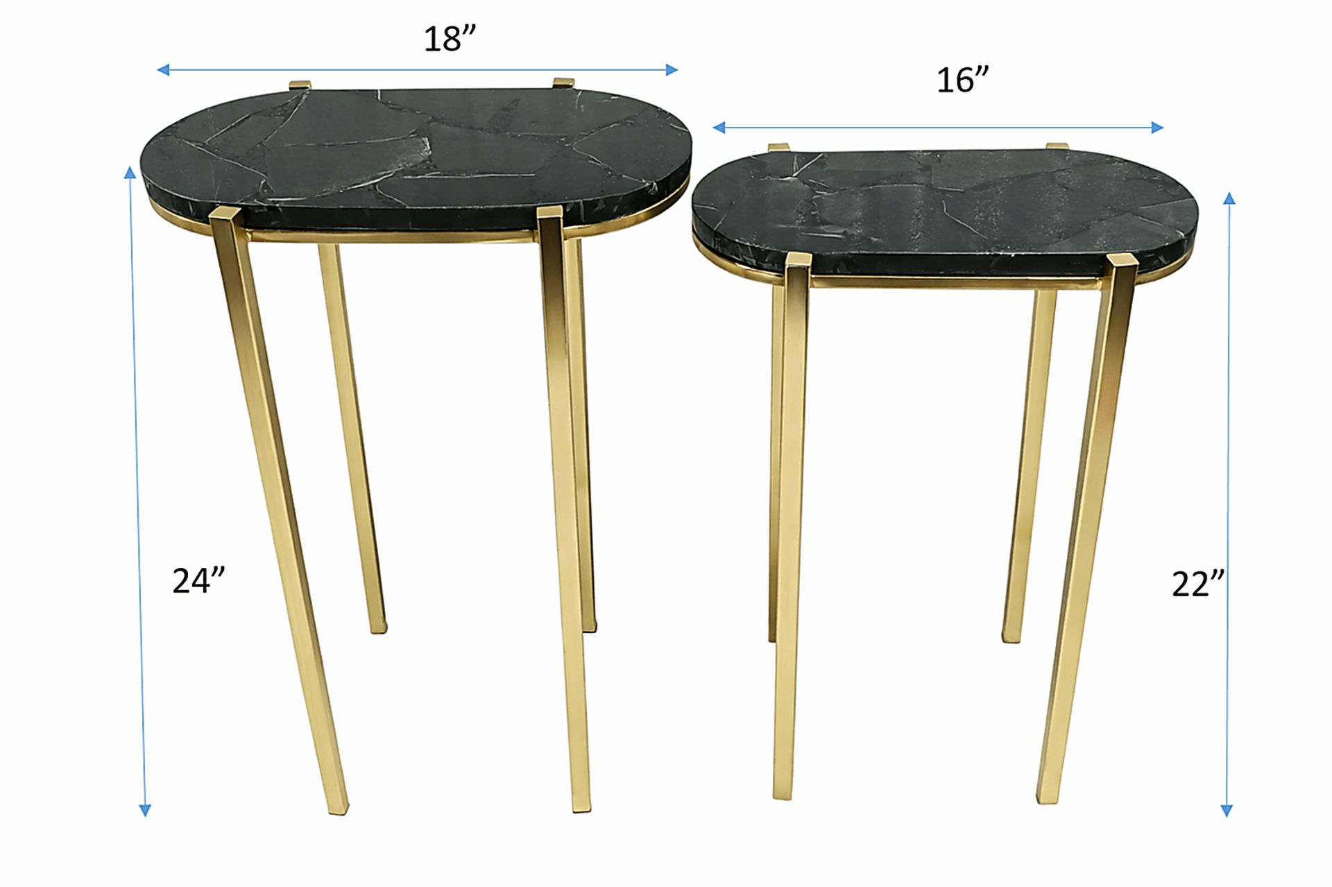 Alliu Black/Gold Nesting Table, Set of 2 - Image 7