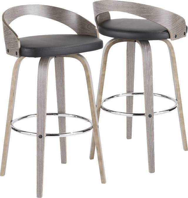 Alloway Black Swivel Barstool, Set of 2 - Thumbnail - Image 2