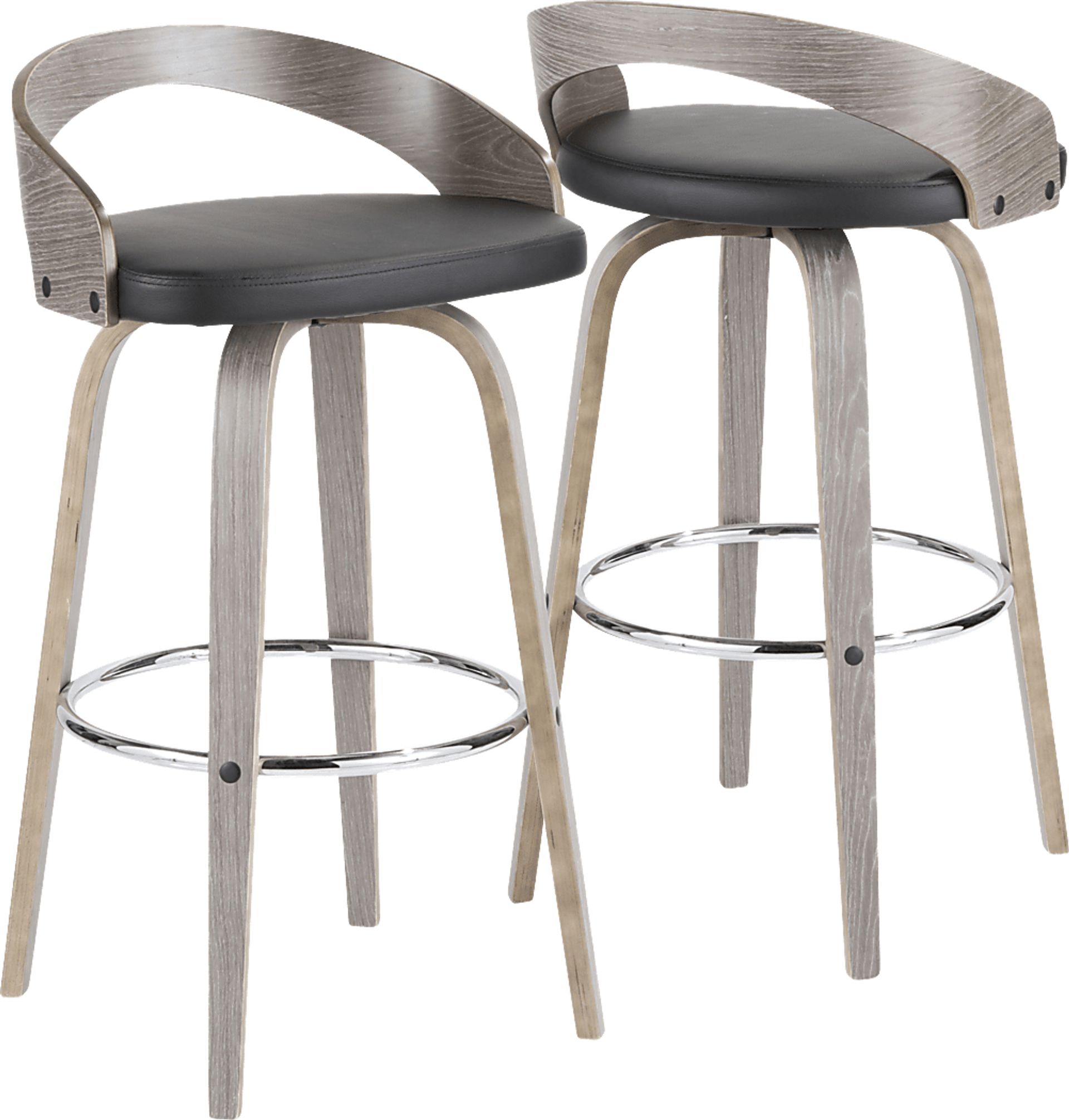 Alloway Black Swivel Barstool, Set of 2 - Image 2
