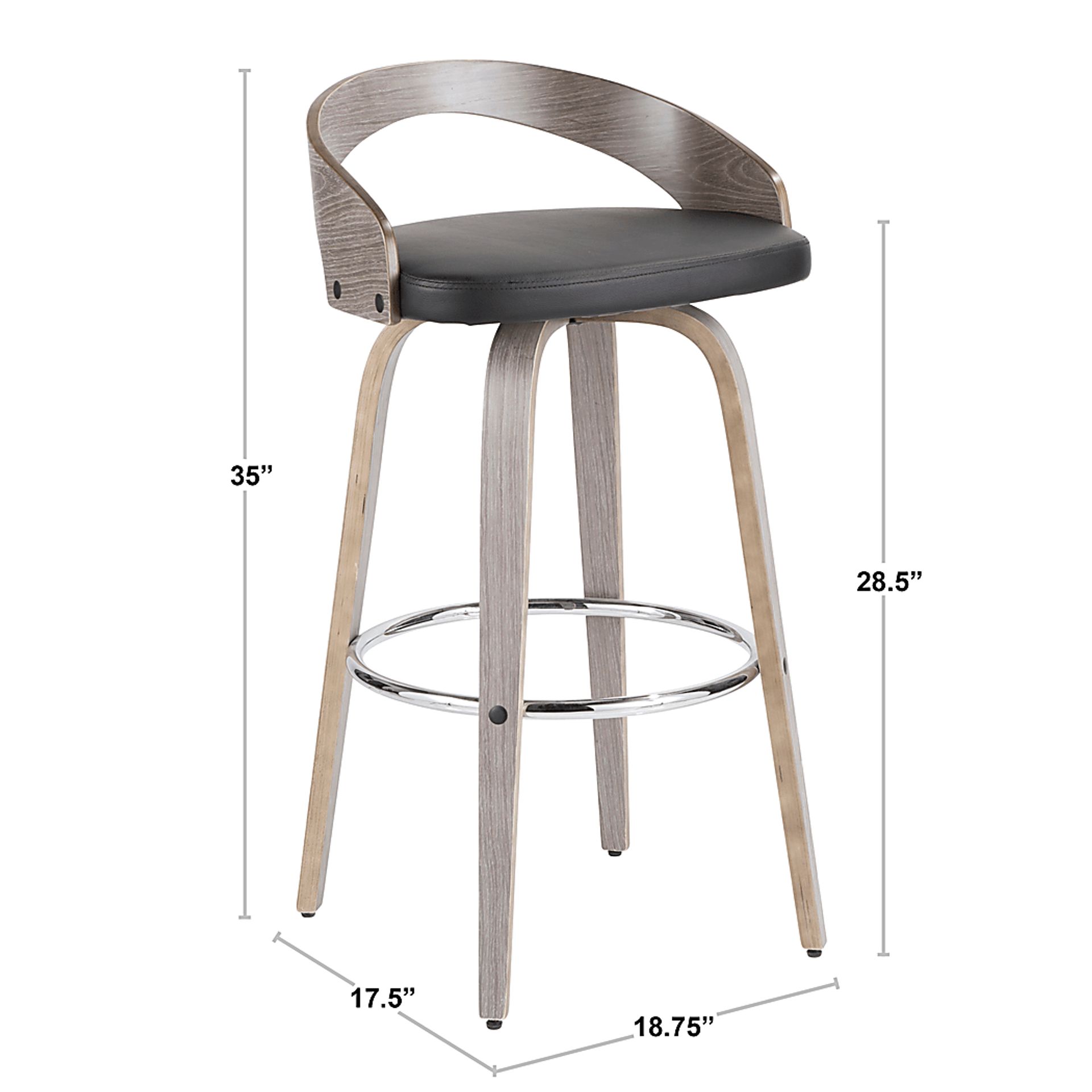 Alloway Black Swivel Barstool, Set of 2 - Image 10