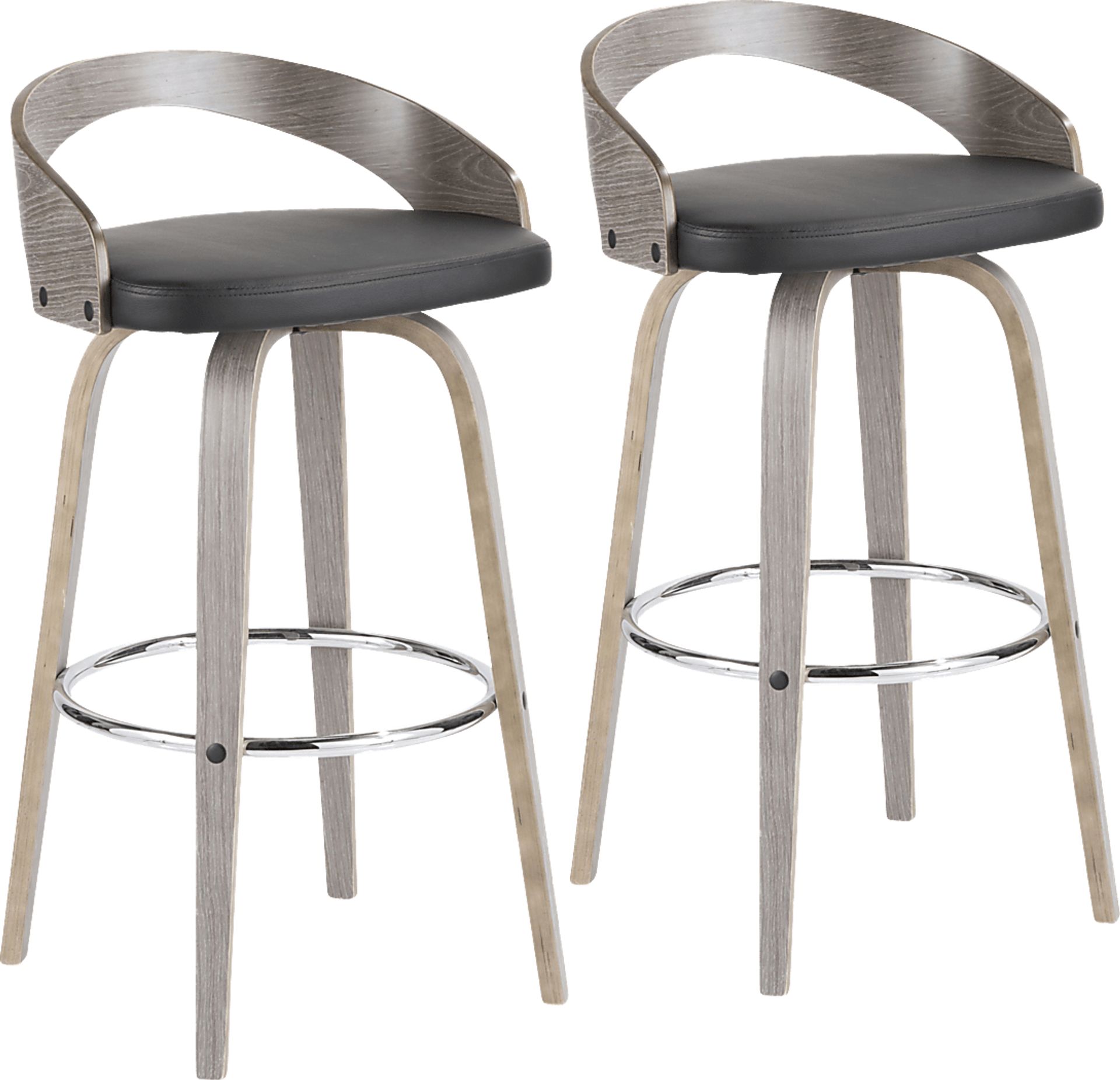 Alloway Black Swivel Barstool, Set of 2 - Image 1