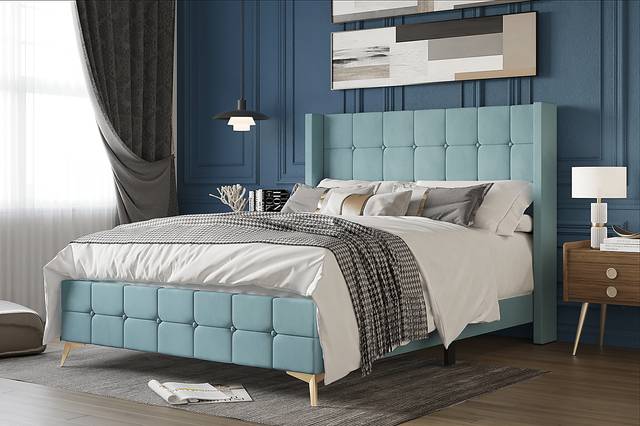 Allpeina Blue King Bed - Thumbnail - Image 2