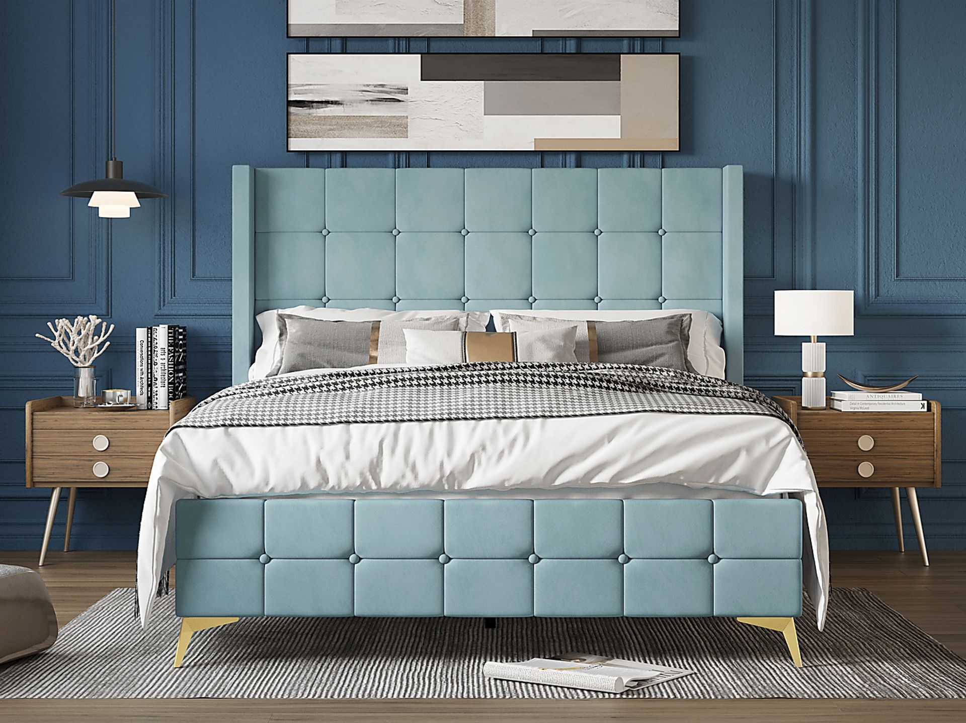 Allpeina Blue Queen Bed - Image 4