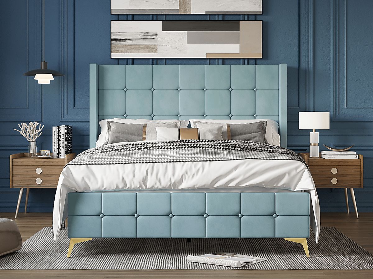 Allpeina Blue Colors Polyester Fabric Queen Bed | Rooms to Go