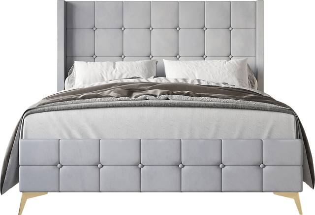 Allpeina Gray King Bed - Thumbnail - Image 1