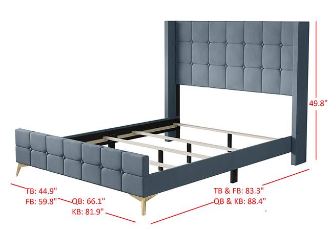 Allpeina Gray Queen Bed - Thumbnail - Image 5