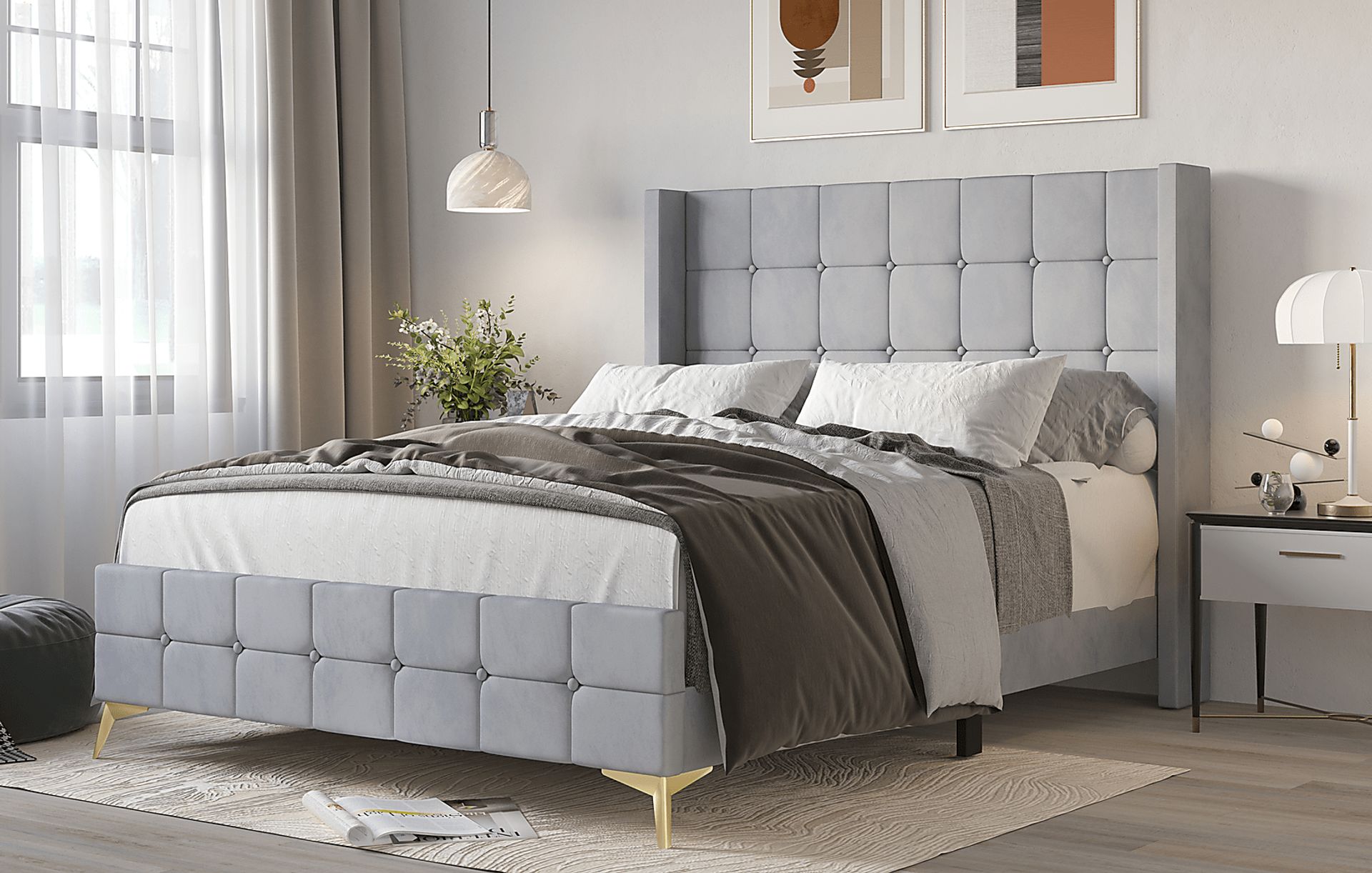 Allpeina Gray Twin Bed - Image 2