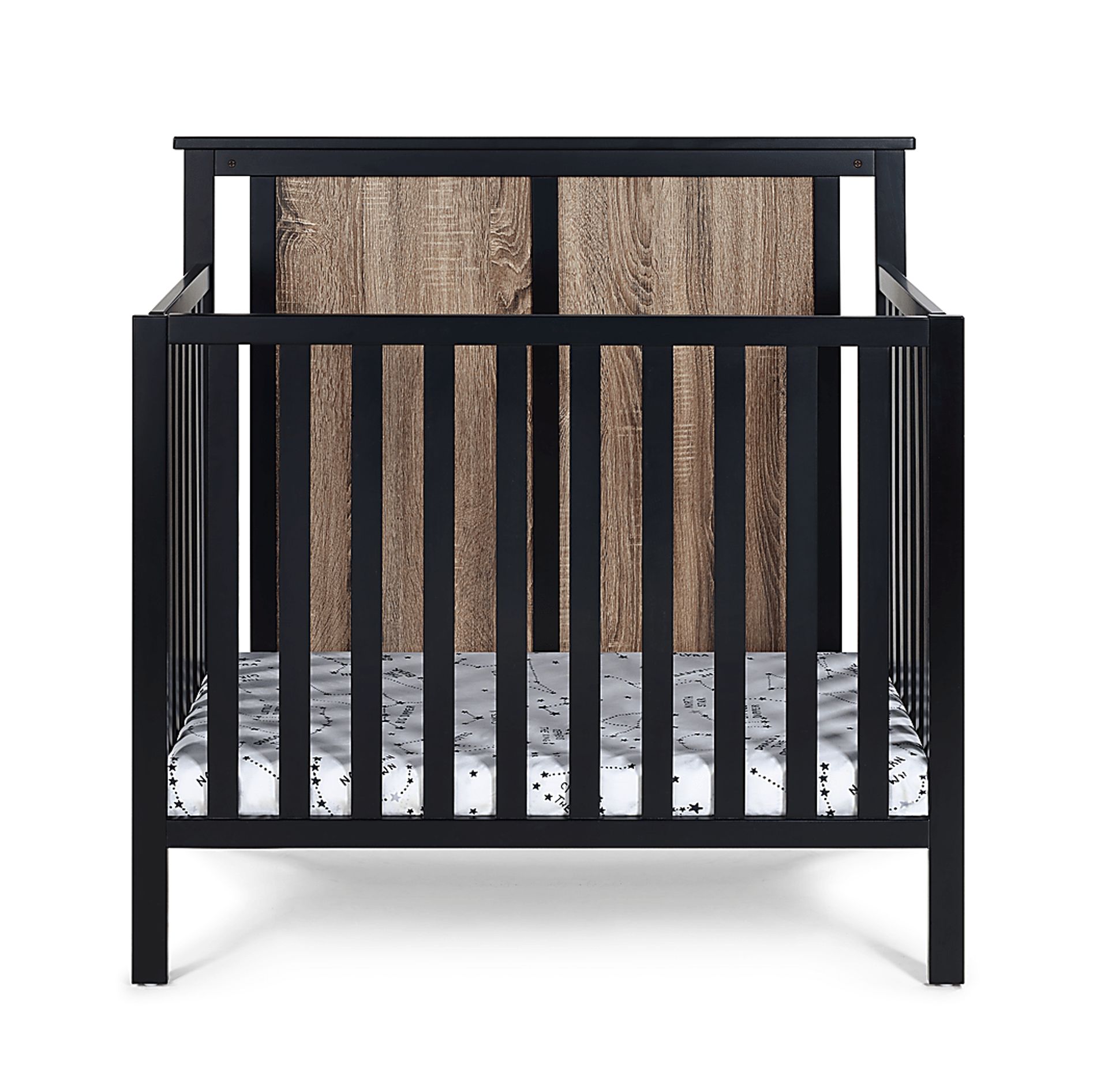Kids Allsky Black Crib with Mattress Pad - Image 2