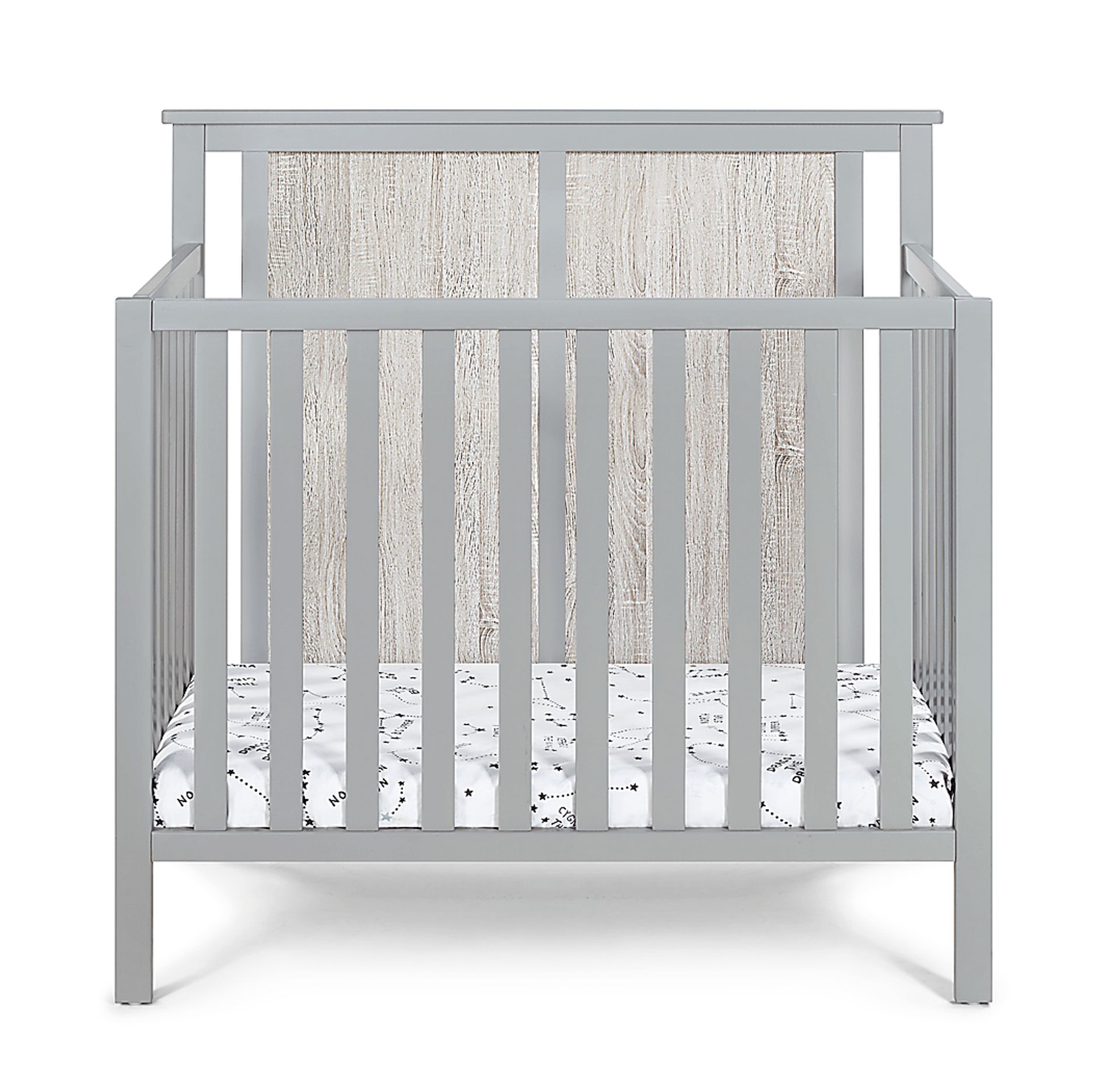 Kids Allsky Gray Crib with Mattress Pad - Image 2