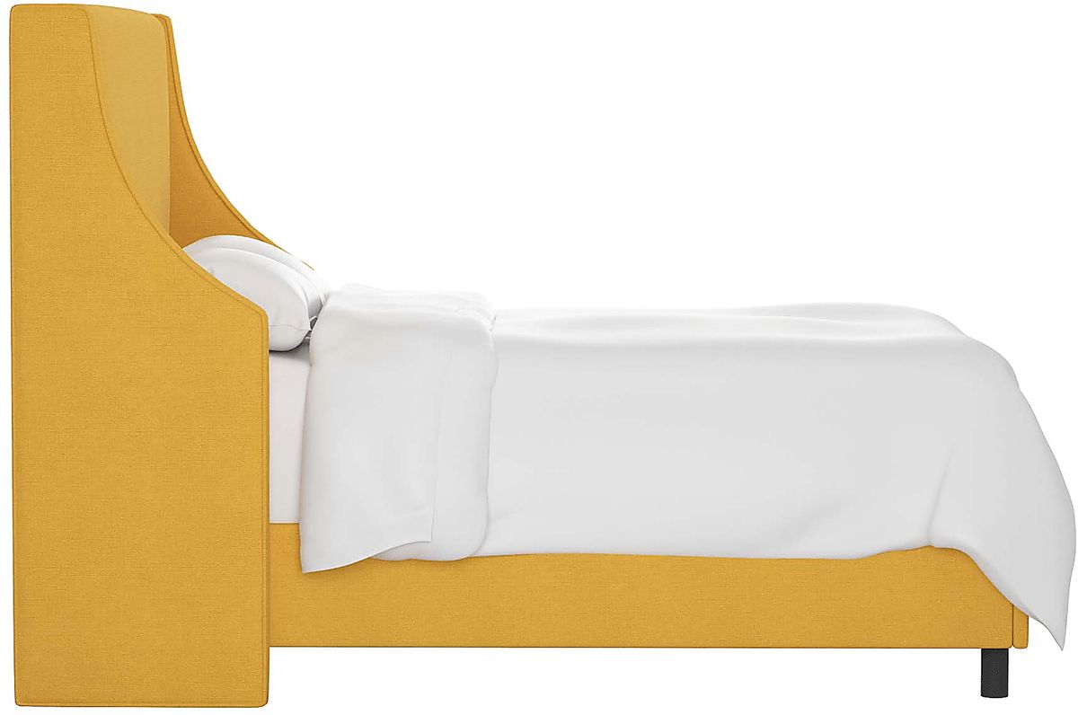 Allyena Yellow Linen,Polyester Fabric King Bed | Rooms to Go