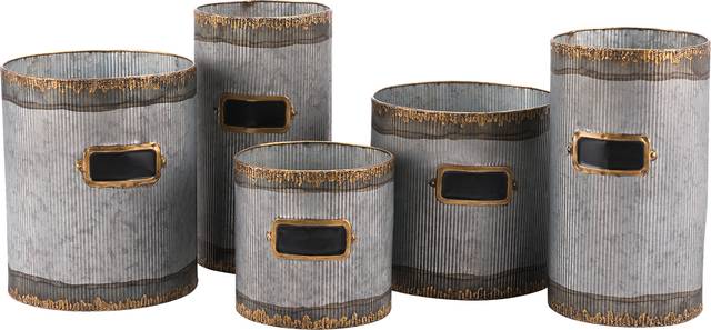 Allysum Gray Outdoor Set of 5 Planters - Thumbnail - Image 1