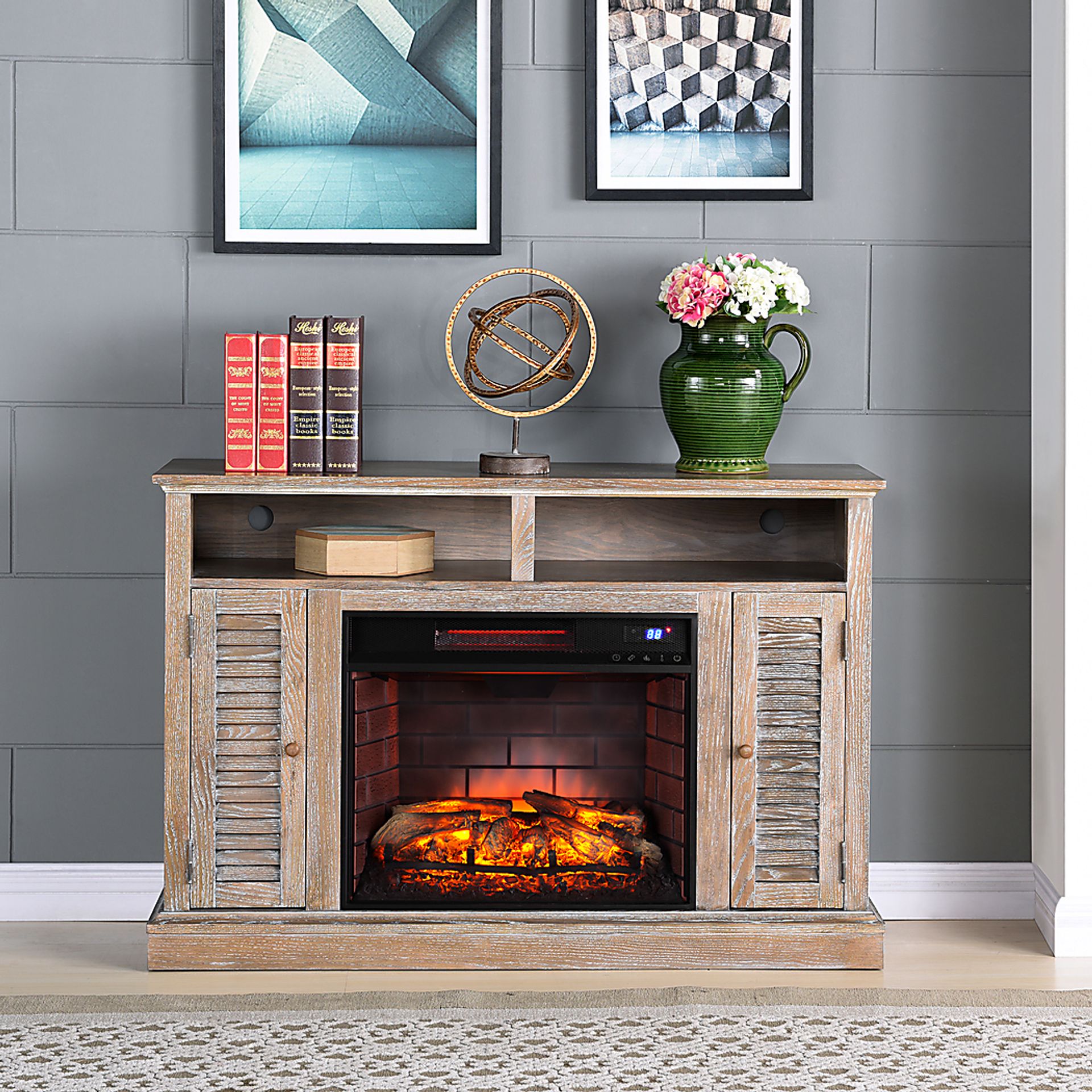 Almanza Burnt Oak 48 in. Console with Infrared Fireplace - Image 4