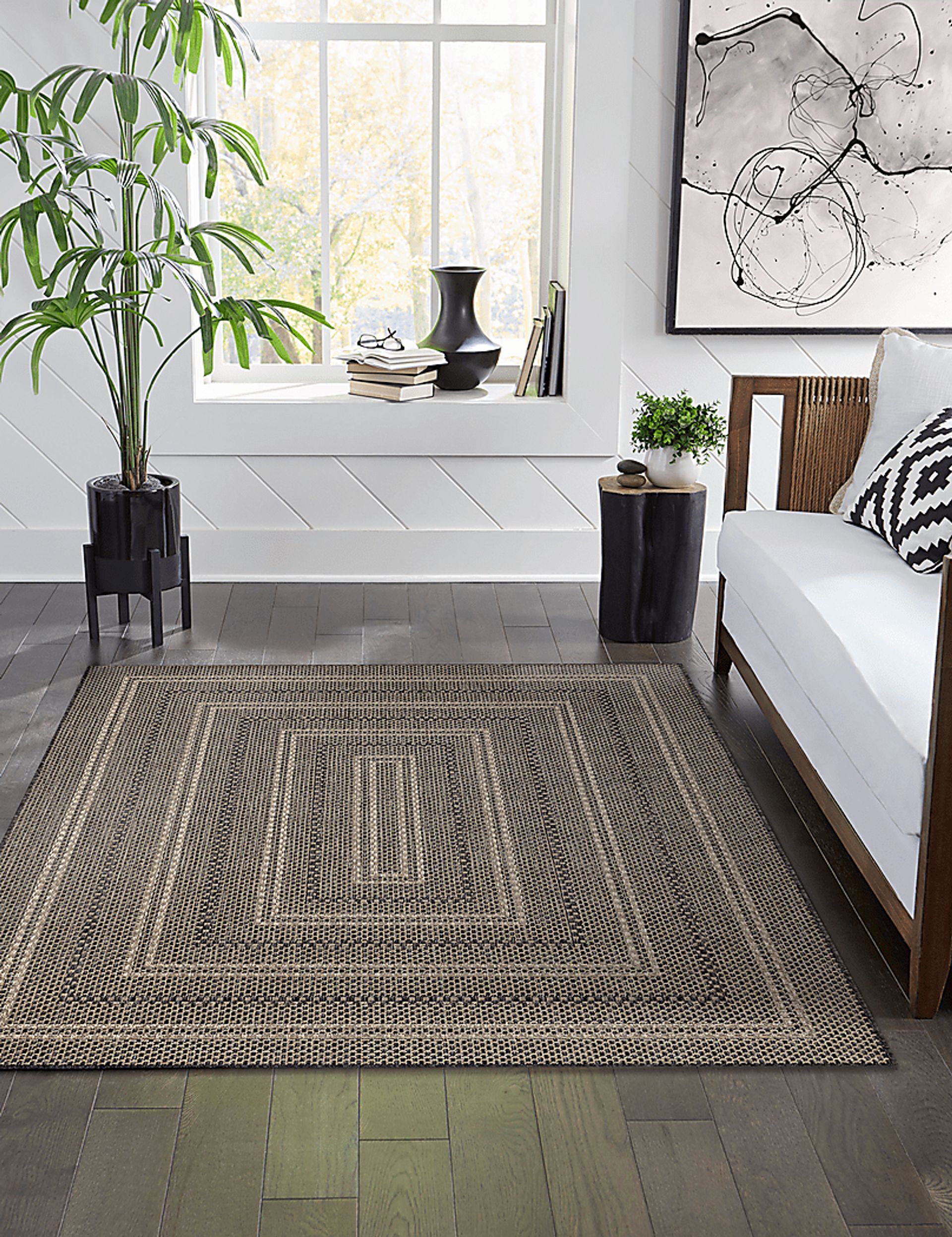 Almoris Black 5'3 x 7'3 Indoor/Outdoor Rug - Image 3