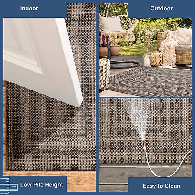 Almoris Black 6'6 x 9'4 Indoor/Outdoor Rug - Thumbnail - Image 4