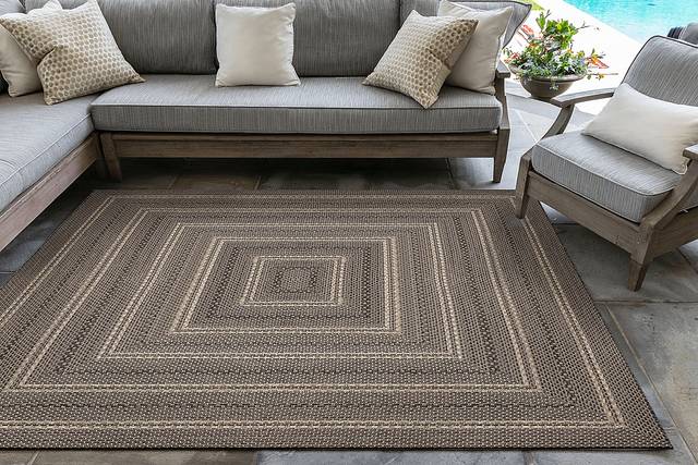 Almoris Black 7'10 Sqaure Indoor/Outdoor Rug - Thumbnail - Image 2