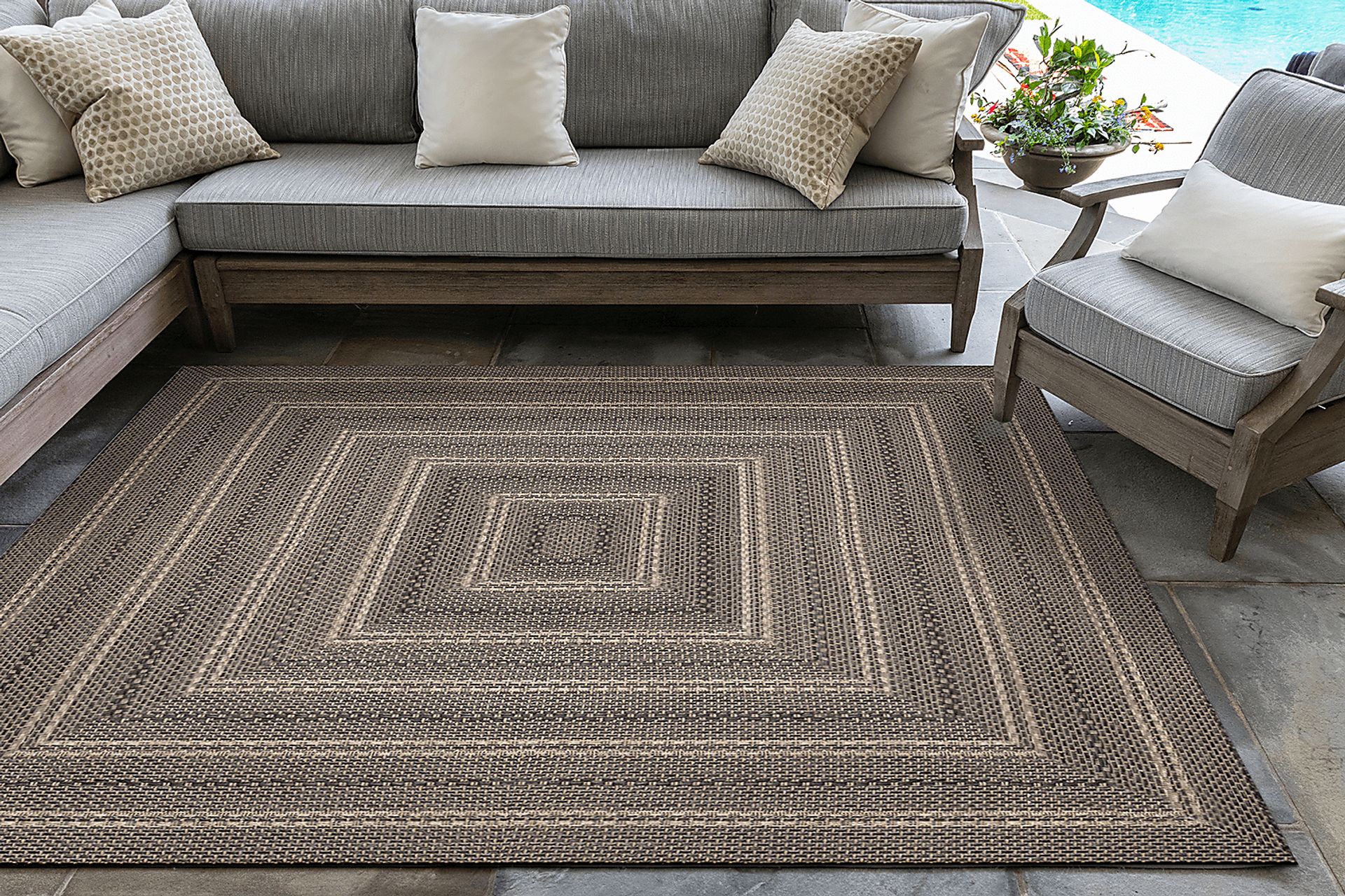 Almoris Black 7'10 Sqaure Indoor/Outdoor Rug - Image 2