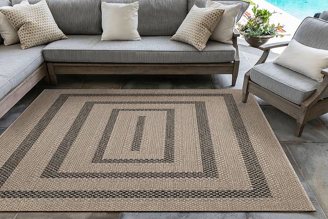 Almoris Taupe 7'10 Sqaure Indoor/Outdoor Rug - Thumbnail - Image 2