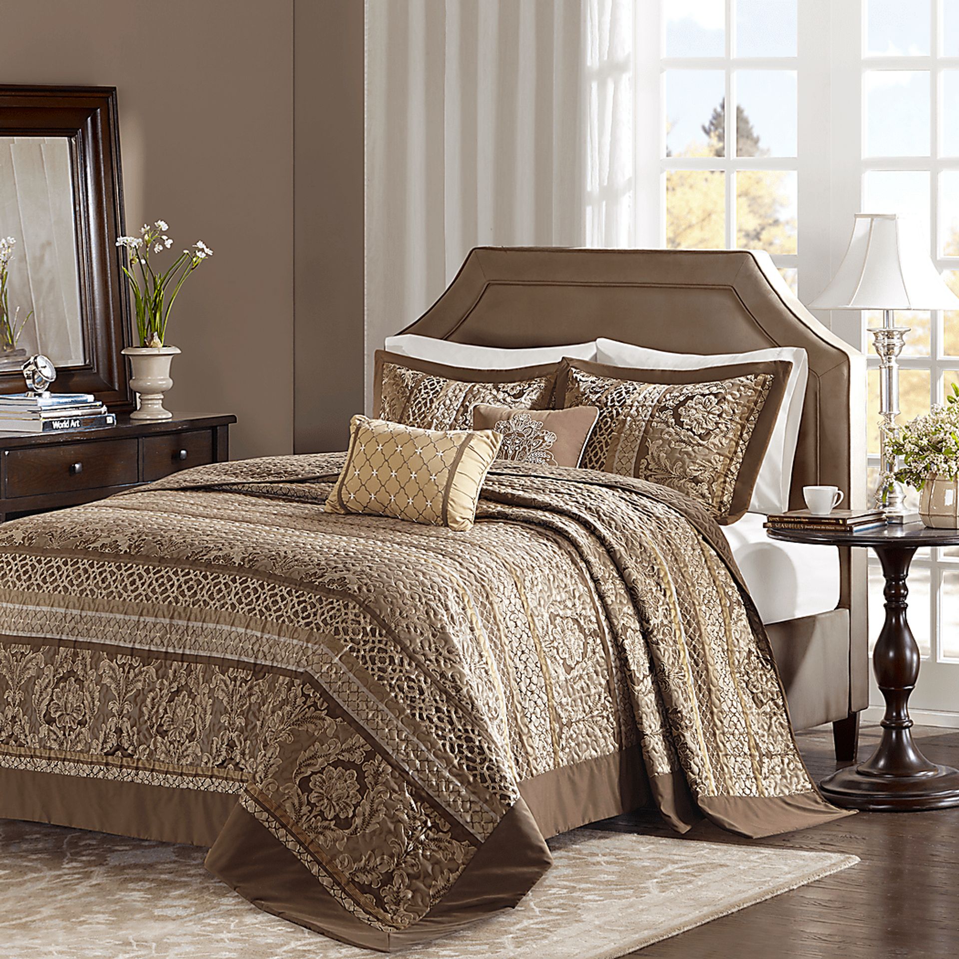 Alondria Brown 5 Pc Queen Bedspread Set - Image 2