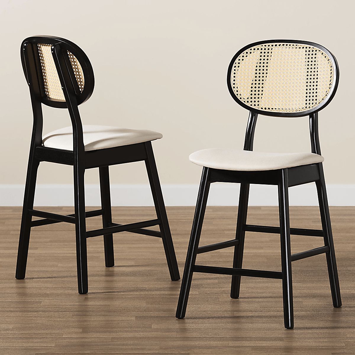 Alonesos Black Polyester Fabric Counter Stool, Set Of 2 | Rooms to Go
