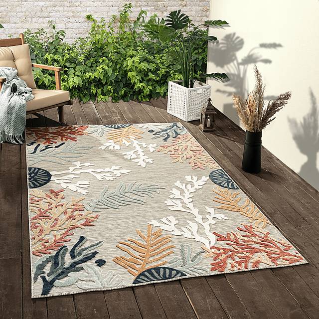 Alotimo Beige/Multi 7'9 x 9'9 Indoor/Outdoor Rug - Thumbnail - Image 2
