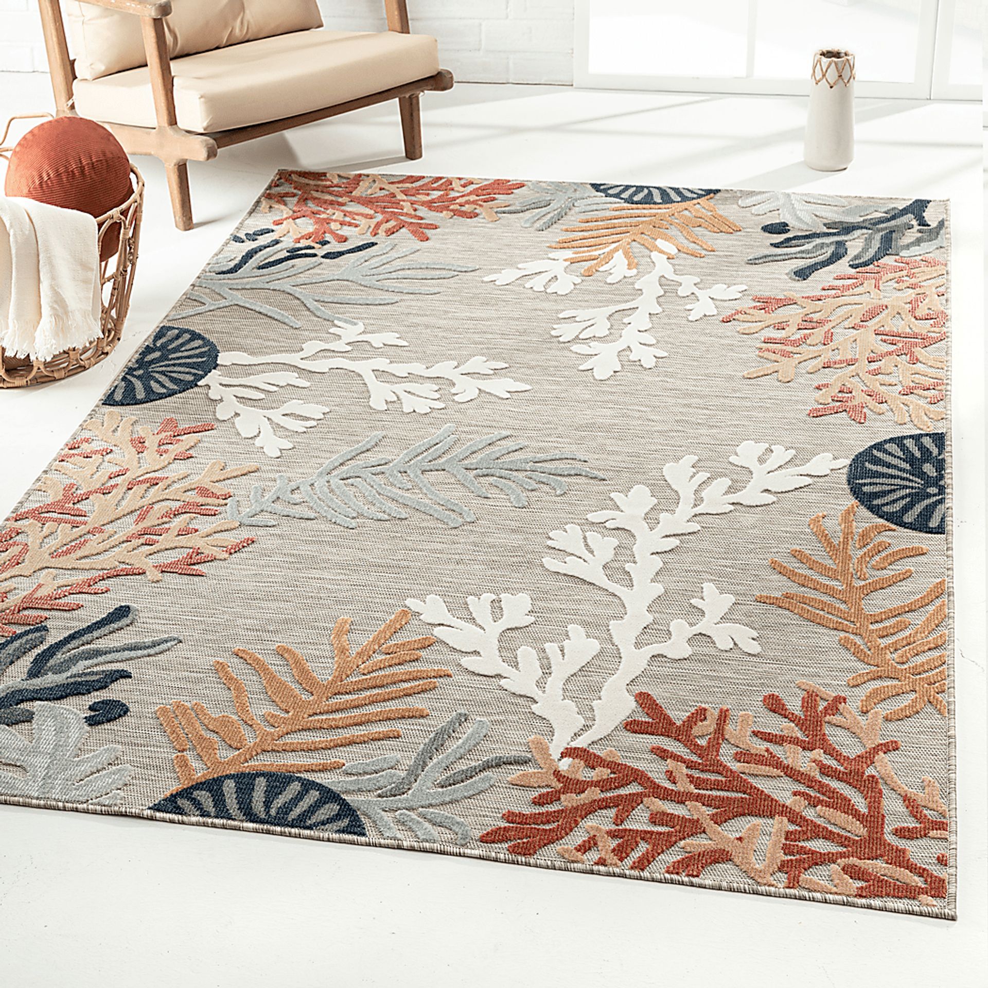 Alotimo Beige/Multi 7'9 x 9'9 Indoor/Outdoor Rug - Image 3