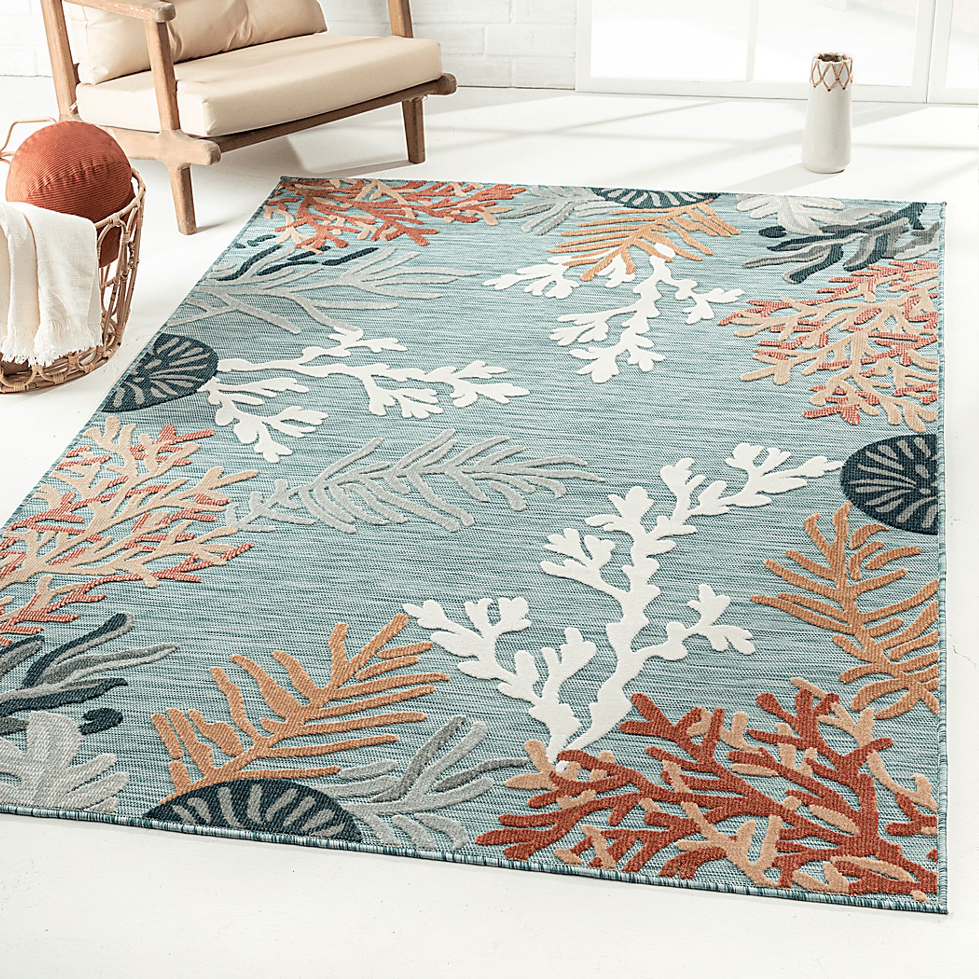 Alotimo Blue/Multi 5' x 7' Indoor/Outdoor Rug - Image 3