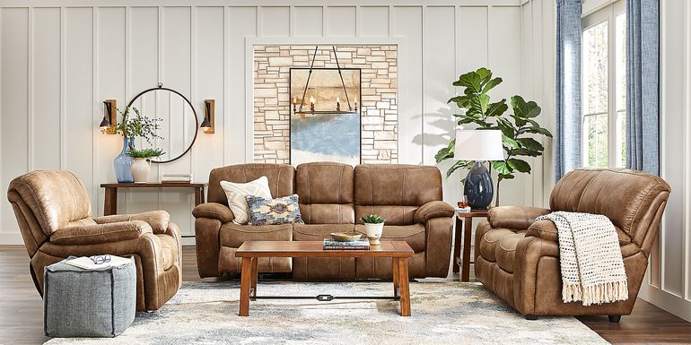 Cindy Crawford Home Alpen Ridge Tan 2 Pc Living Room with Reclining Sofa
