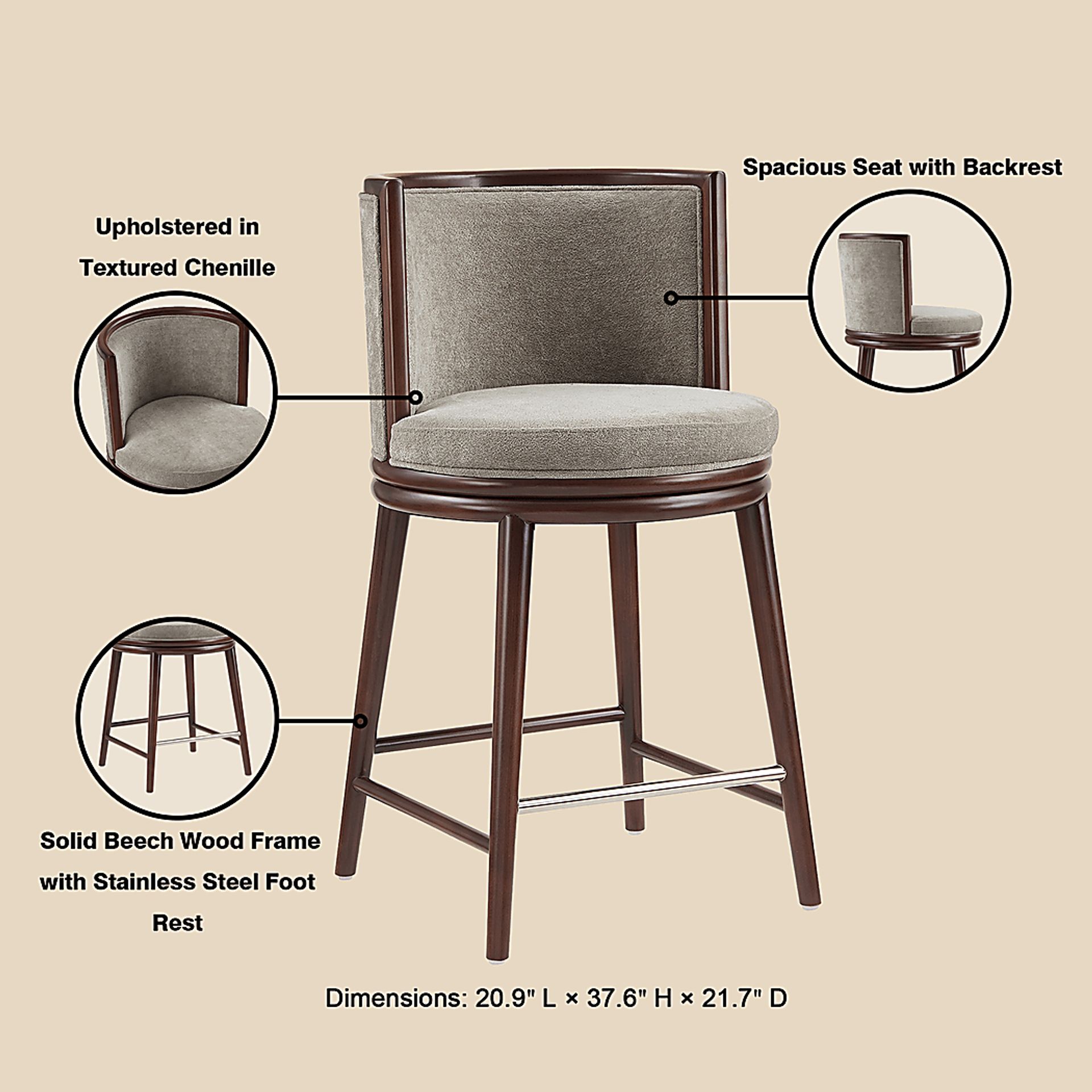 Alphadream I Dove Gray Counter Height Stool - Image 5