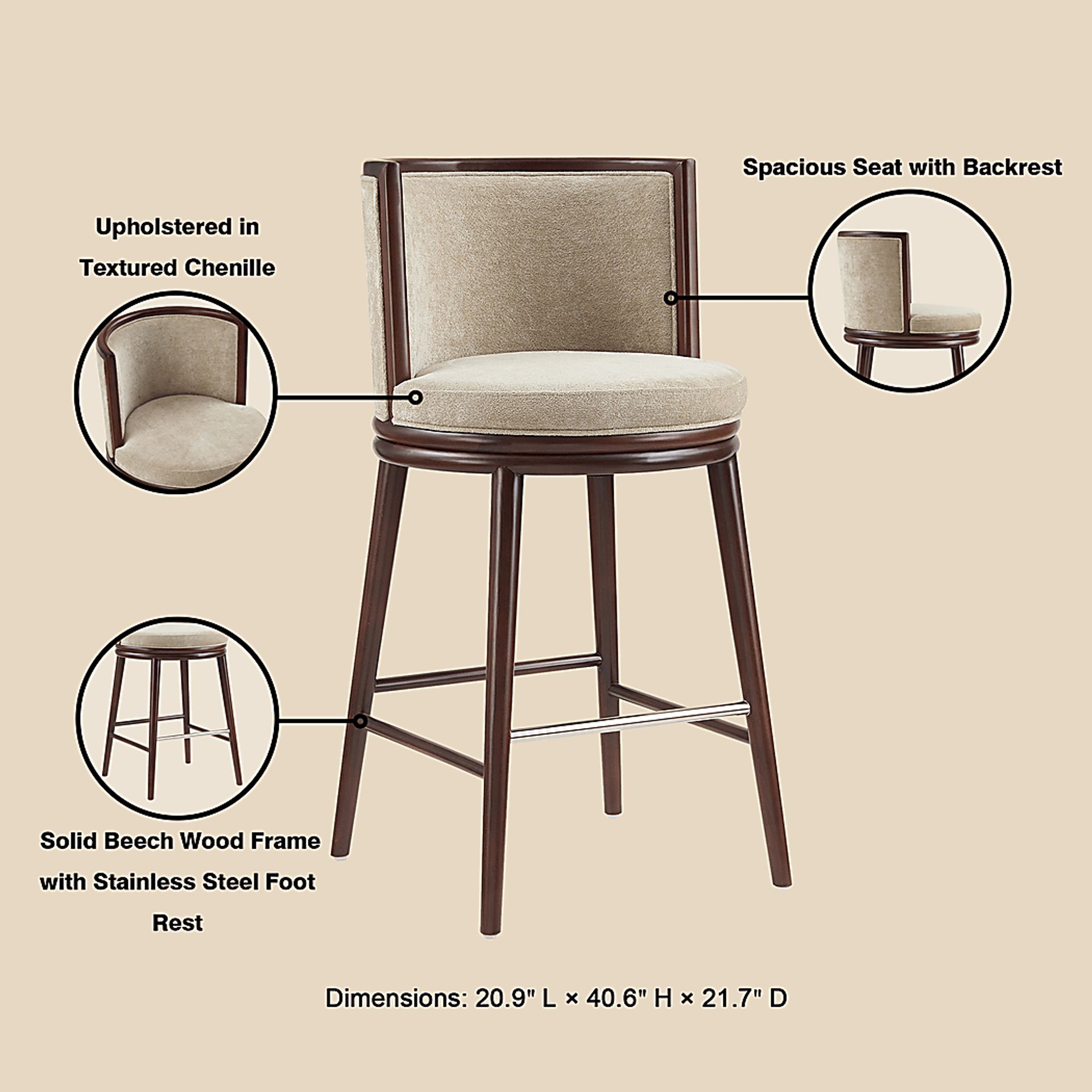 Alphadream I Natural Barstool - Image 10