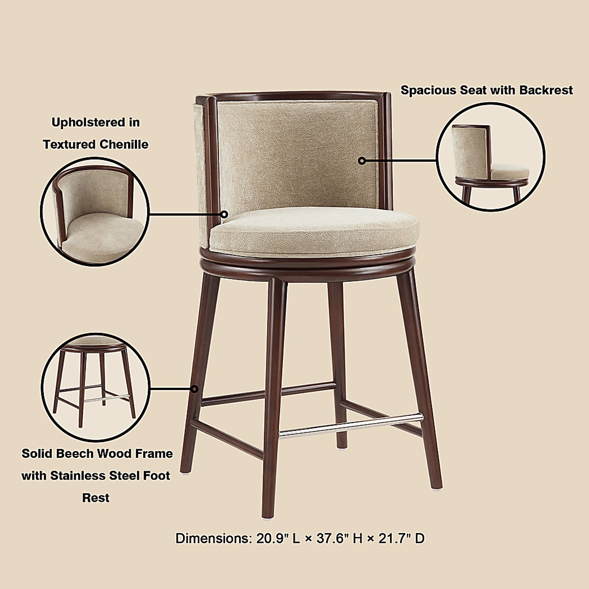 Alphadream I Natural Counter Height Stool - Image 9