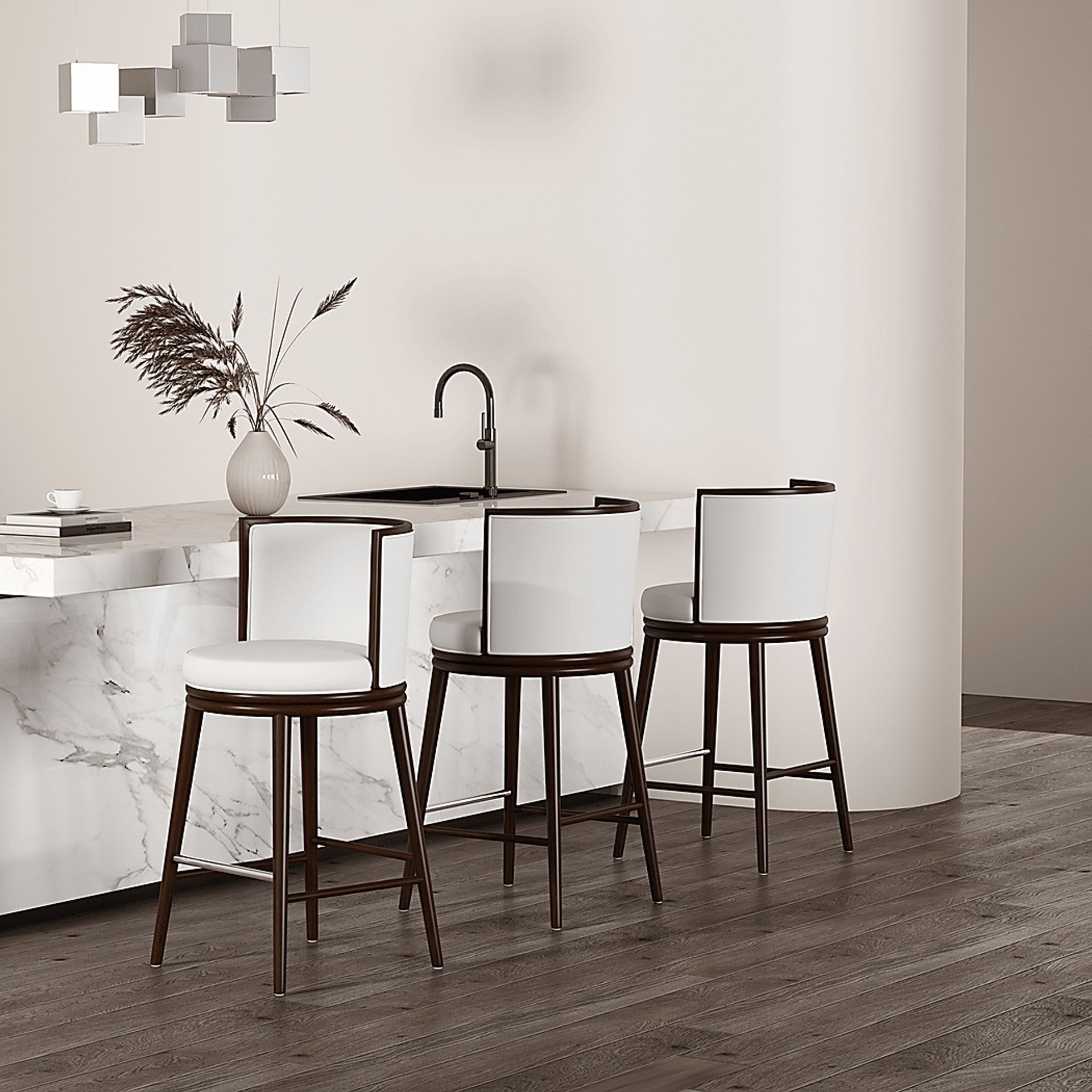 Alphadream II White Barstool - Image 2
