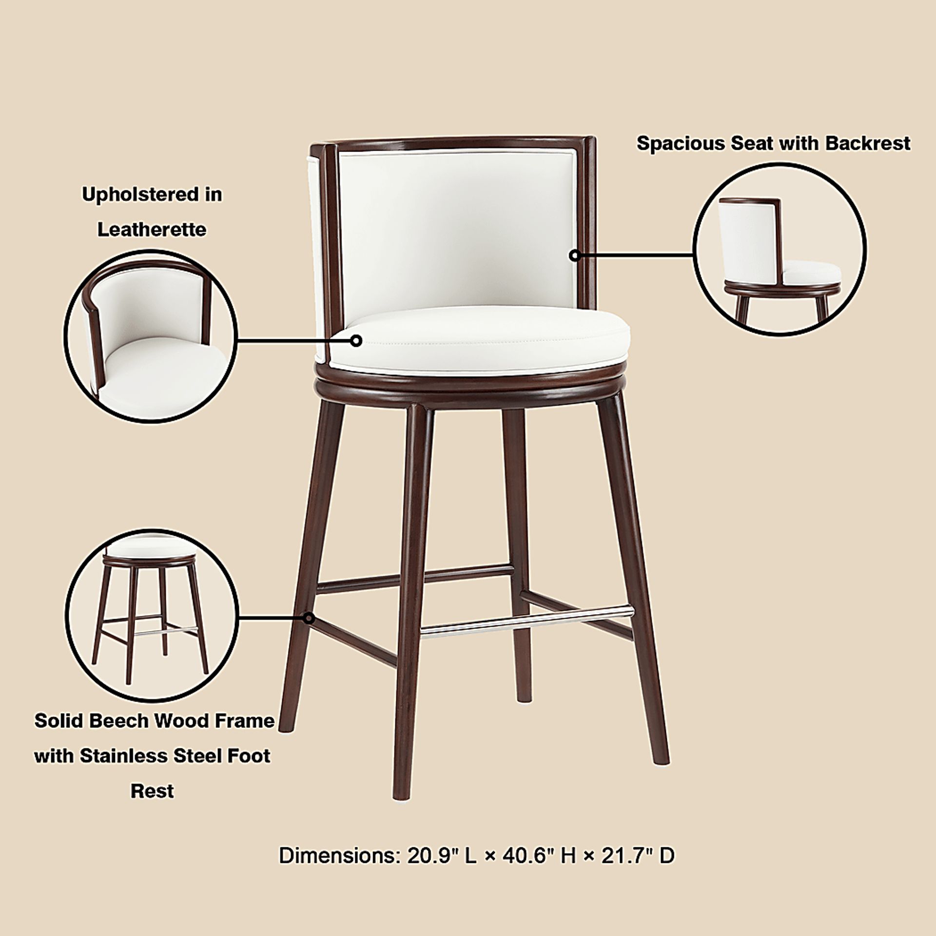 Alphadream II White Barstool - Image 6
