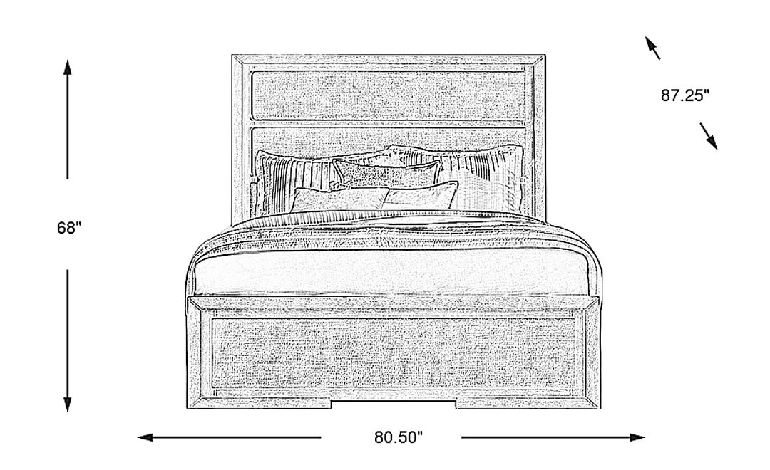 Alpine Lake Light Oak Finish 3 Pc King Upholstered Bed