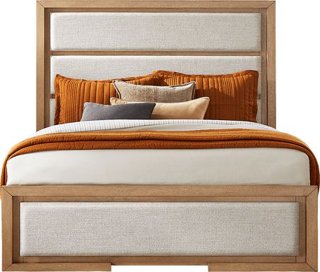 Alpine Lake Light Oak Finish 3 Pc King Upholstered Bed