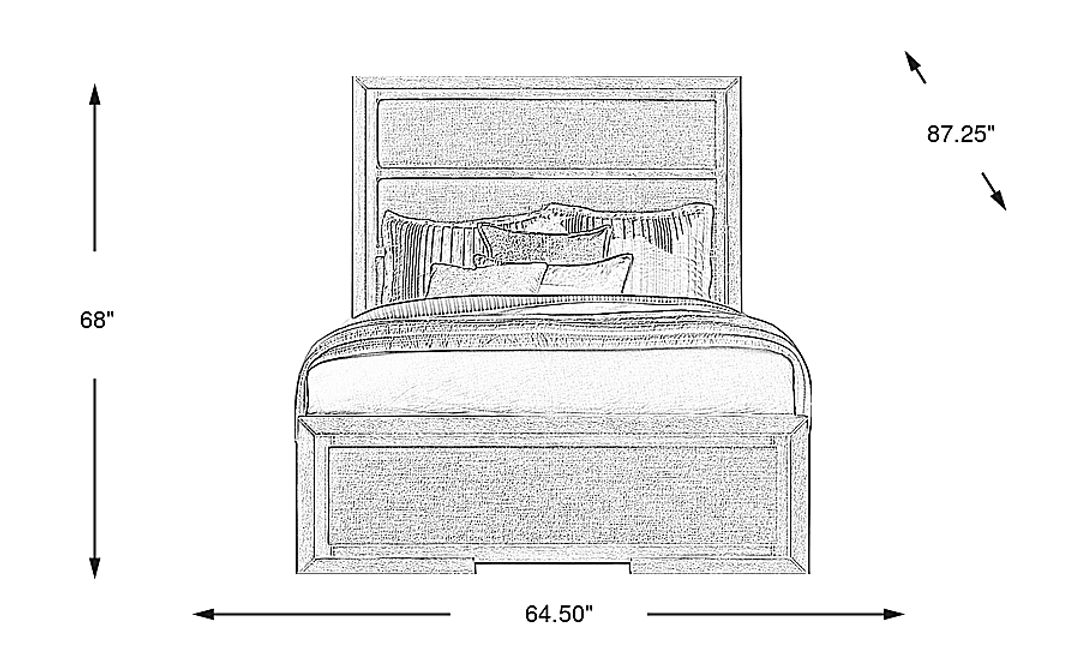 Alpine Lake Light Oak Finish 3 Pc Queen Upholstered Bed
