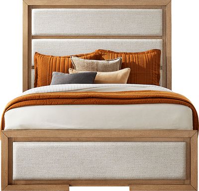 Alpine Lake Light Oak Finish 3 Pc Queen Upholstered Bed