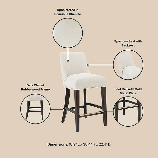 Alpireyen Cream Counter Height Stool - Thumbnail - Image 7